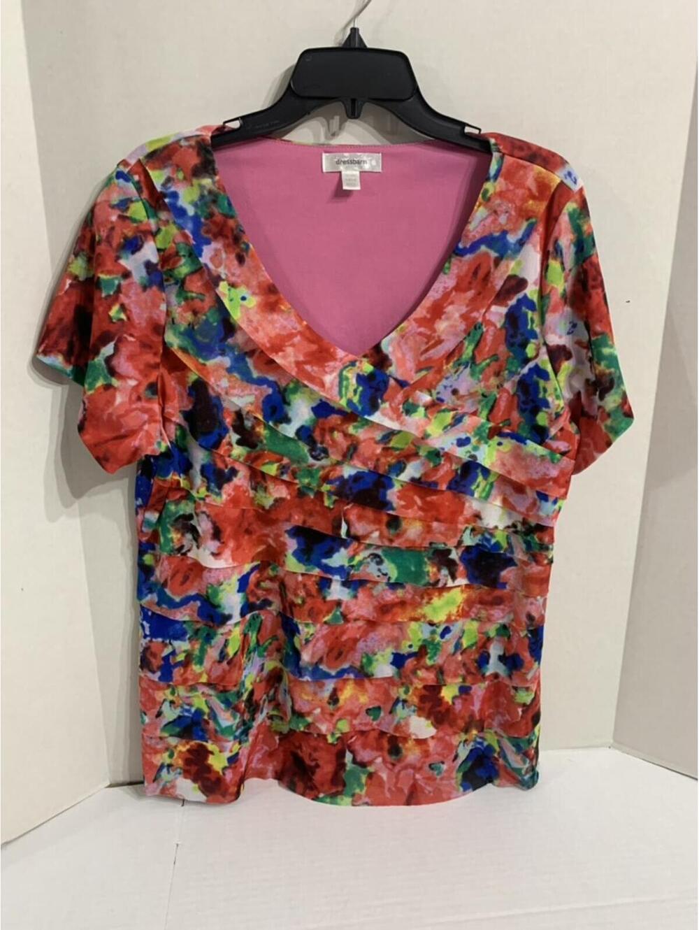 Dressbarn Womans Size 14-16 Multicolor Floral Blouse Top
